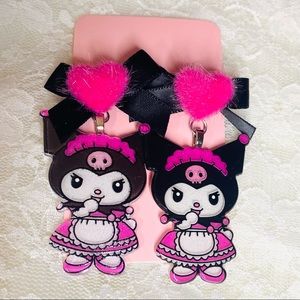 Hot pink and black Kuromi Earrings